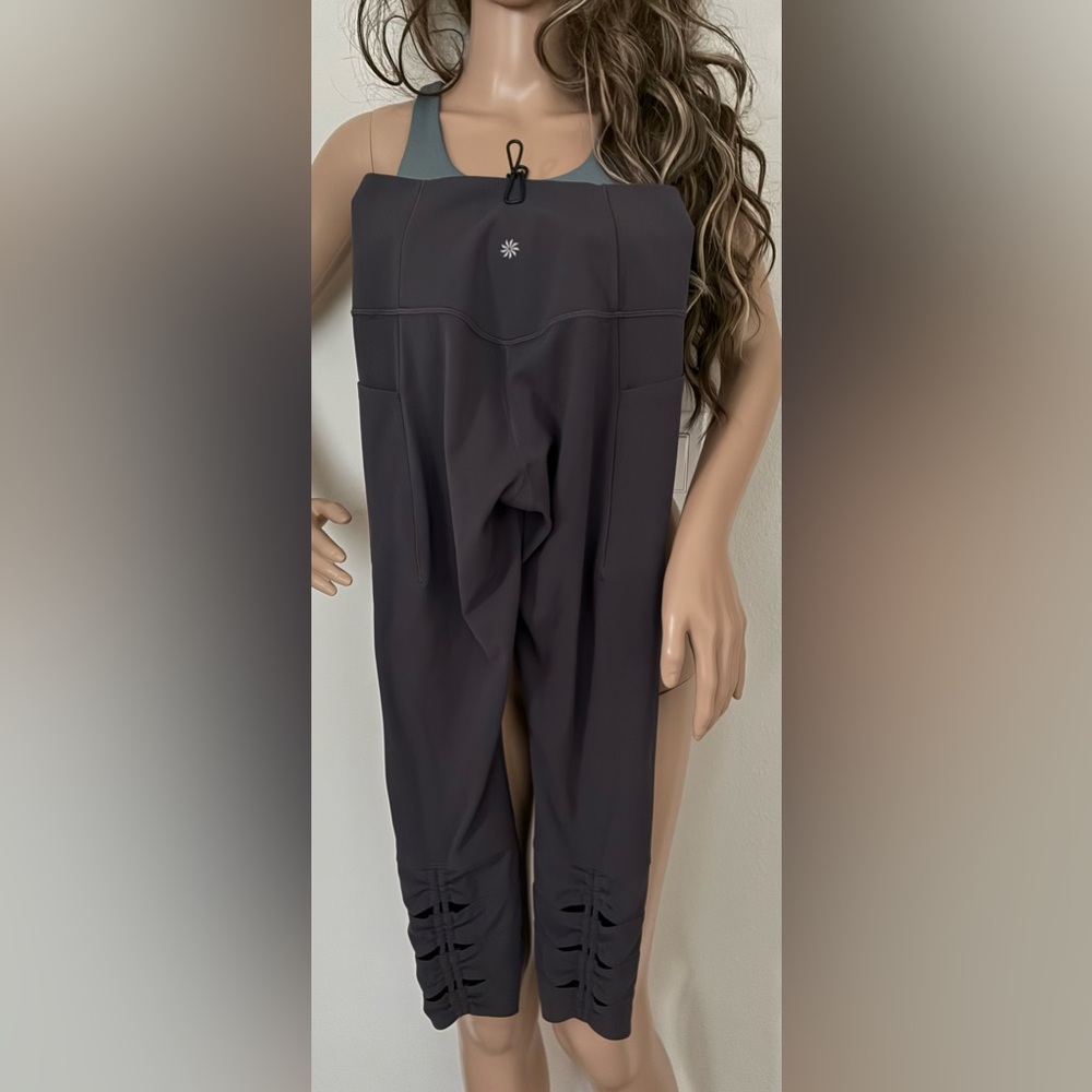 Athleta Charcoal Gray High-Rise Leggings with Ruched Hem